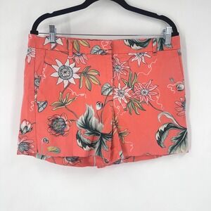 Ann Taylor Devin Fit Coral Floral Print Shorts Womens Size‎ 10 4" inseam